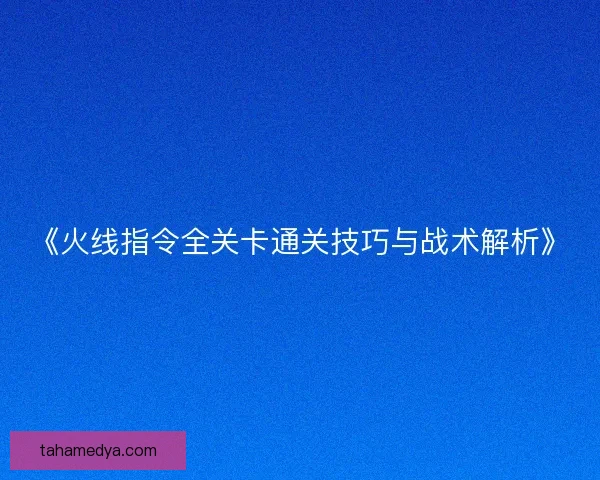 《火线指令全关卡通关技巧与战术解析》